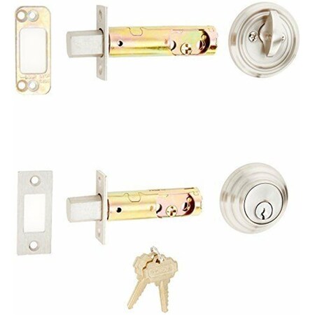 Patioplus Low Profile Single Cylinder Deadbolt, Satin Nickel PA2006797